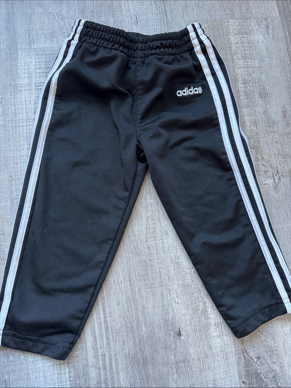 adidas Kids Black Track Pants with White Stripes 18m